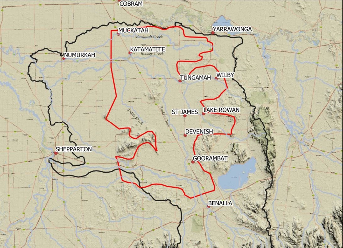Upper Broken Boosey Flood Study area outlined in red.JPG