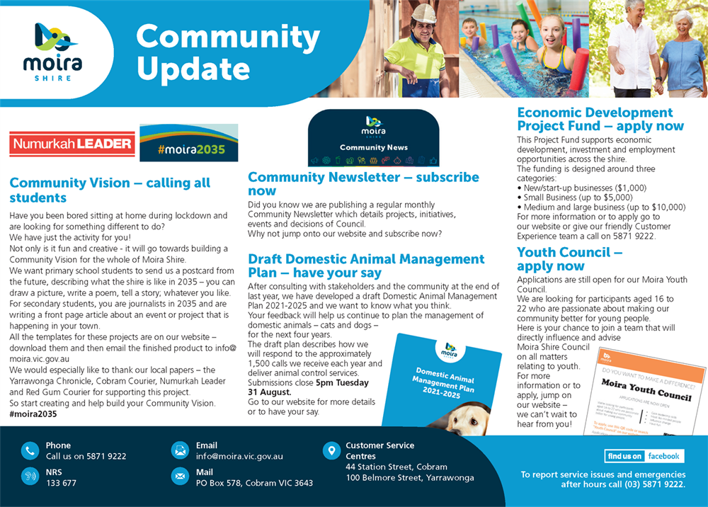 Corporate Advert printed in the Numurkah Leader 4 August 2021