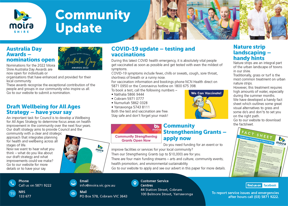 Corporate Advert appearing in Yarrawonga and Cobram papers 8 September 2021
