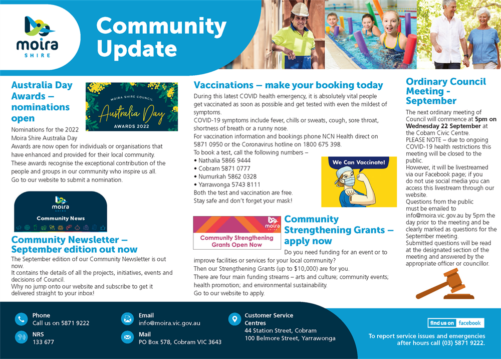 Corporate Advert published in the Cobram and Yarrawonga local papers.